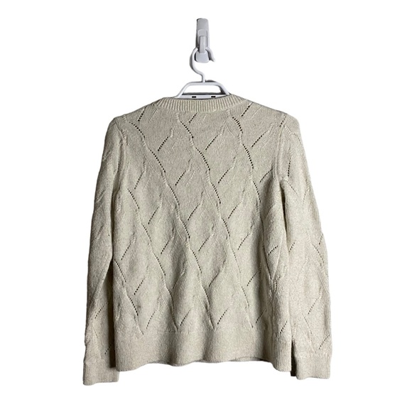 Loft Women's Ivory Crewneck Pattern Knit Sweater - Picture 7 of 9